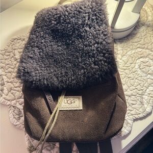 UGG Brown Backpack with Shearling Flap